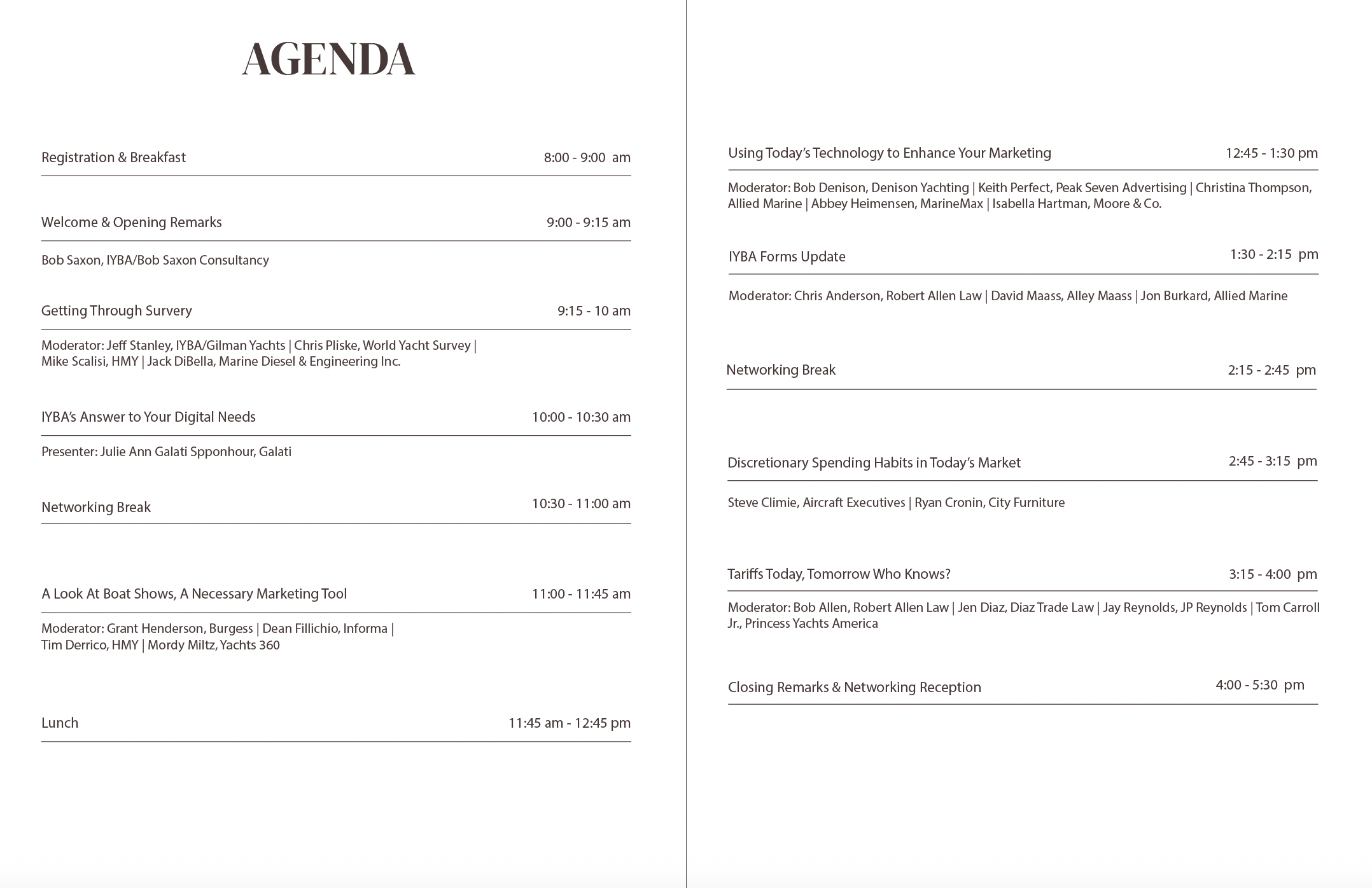 The Yacht Sales Summit 2026 Agenda