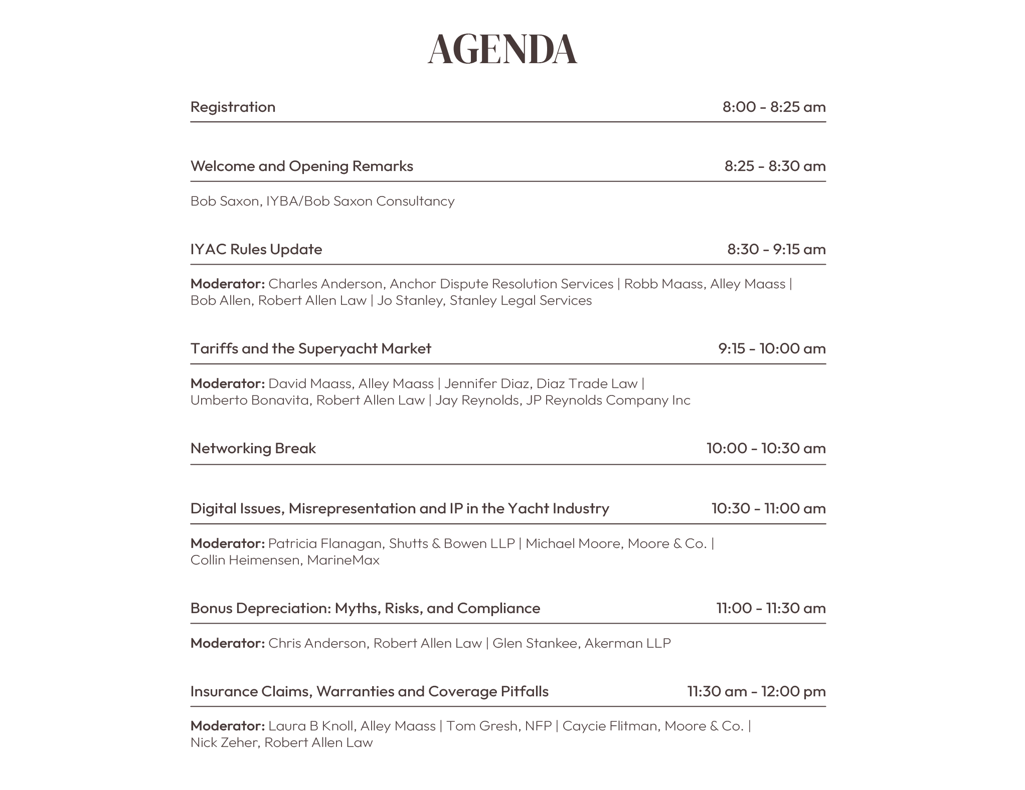 Agenda Superyacht Law Summit 2026