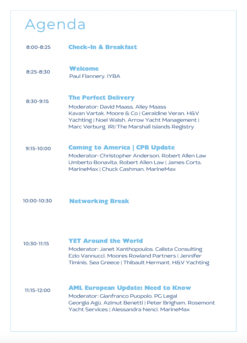 2026 Superyacht Law Summit Agenda
