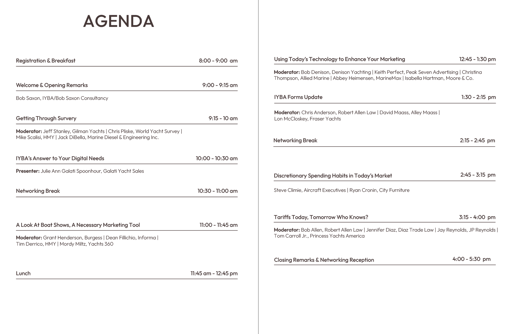 The Yacht Sales Summit 2026 Agenda