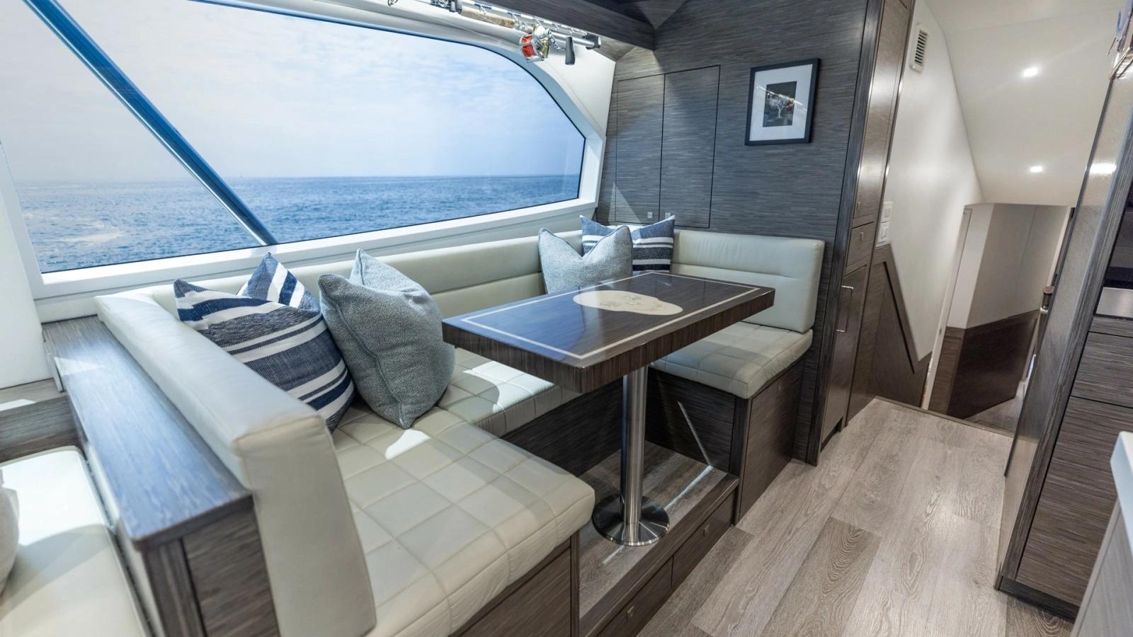 2021 65 Hatteras GT On the DL Dinette (2)