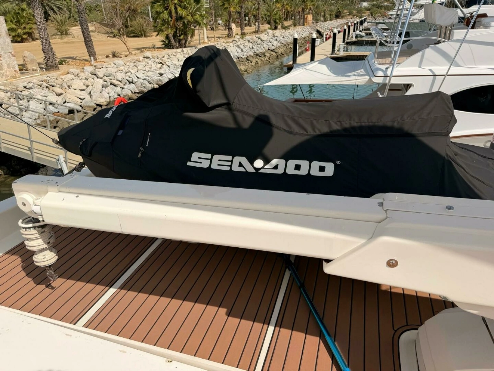 2000 Ferretti Yachts 72 Motoryacht - "BELLA": Aft Deck with Jet Ski Storage