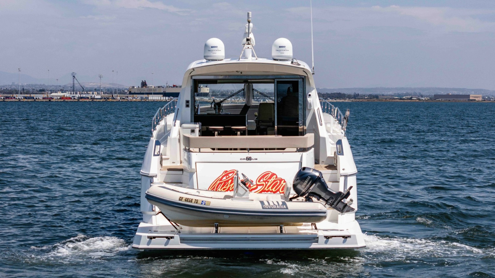 2017 Cruisers 60 Cantius, 'Rising Star' - Aft View with Tender and Swim Platform