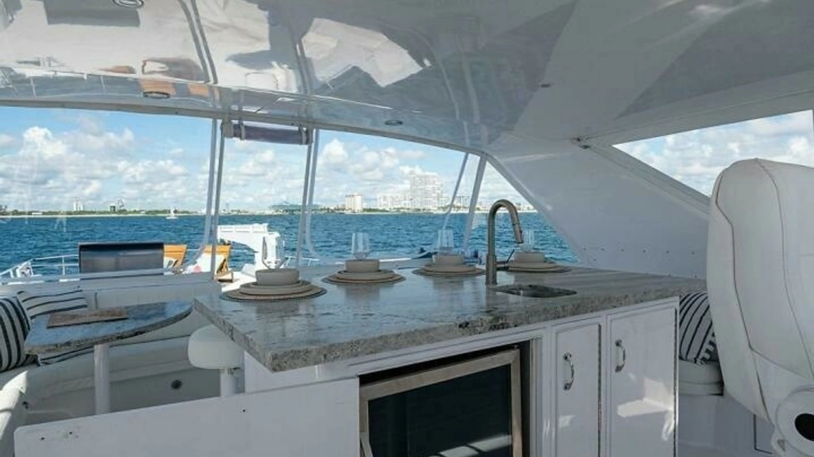 Flybridge Wet Bar and Seating Area