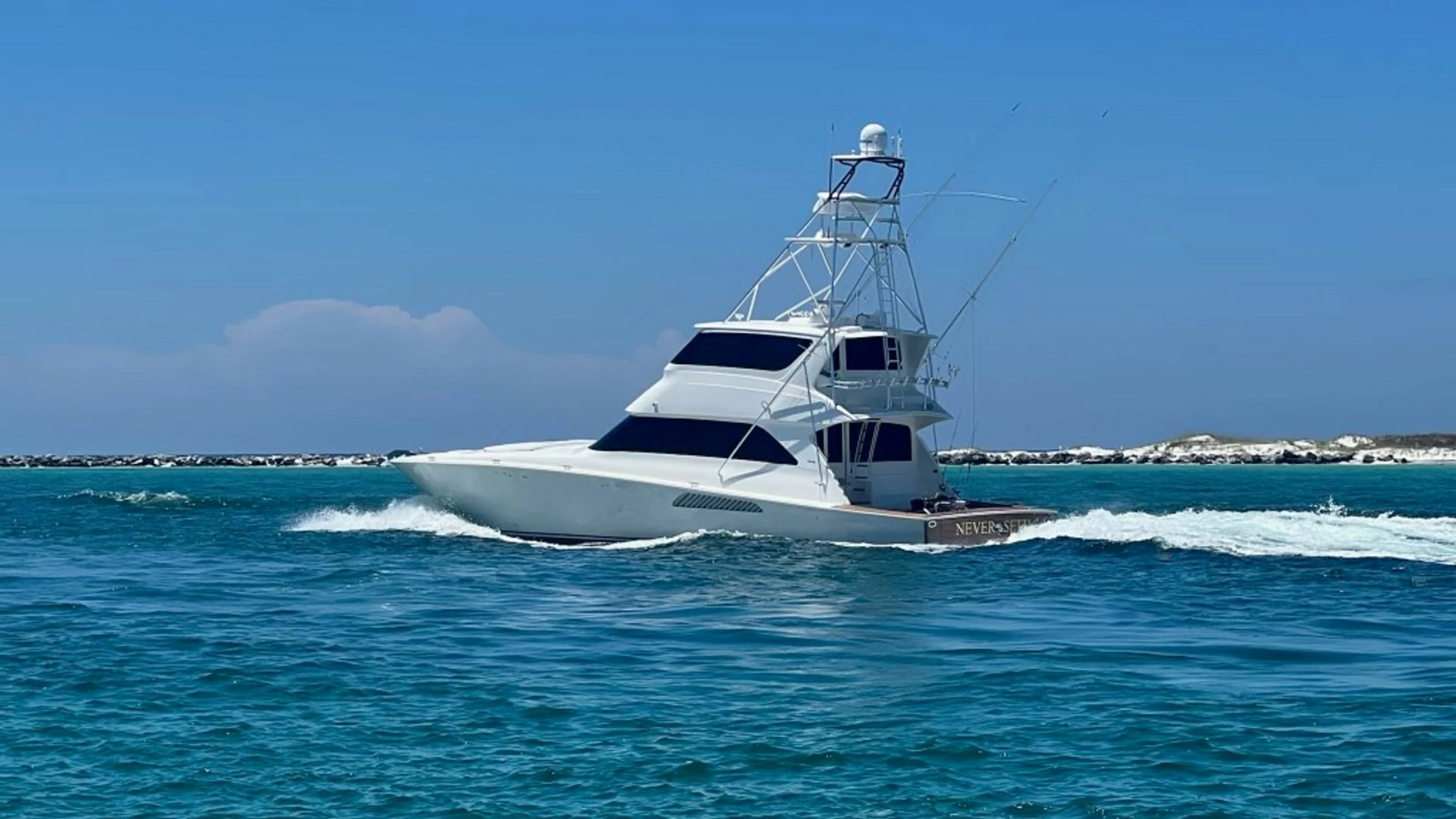 2007 74 Viking 74 Enclosed Bridge Never Settle - Port Profile (4)