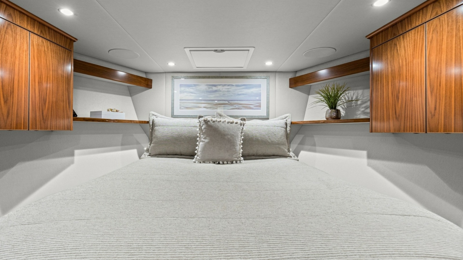 2020 68 Viking Convertible Gunpowder Forward Stateroom