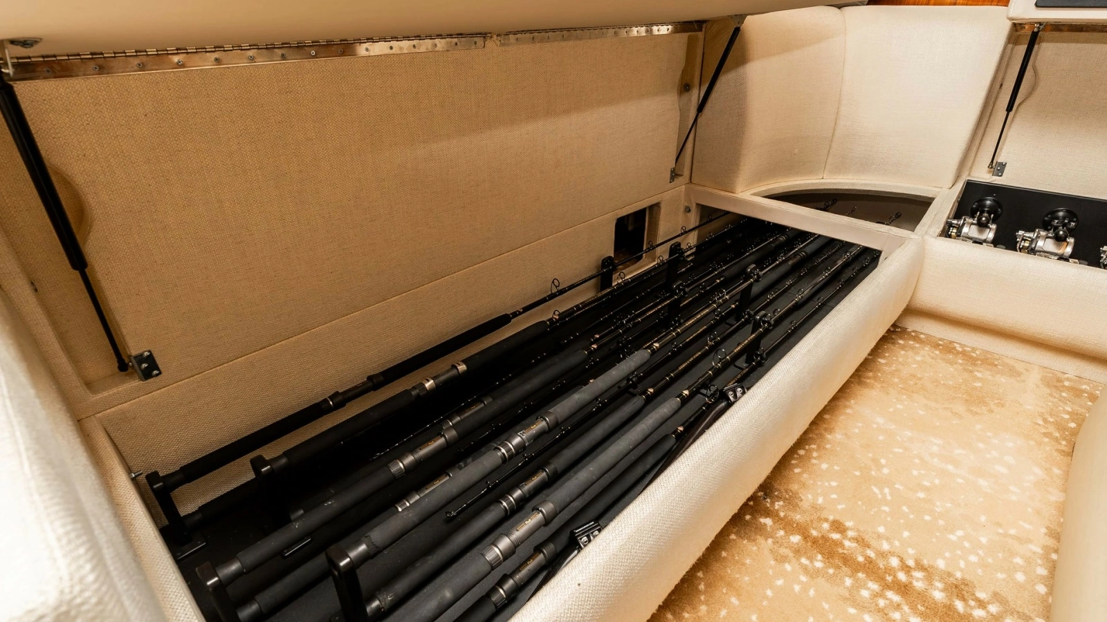 Underseat Fishing Rod Storage Compartment