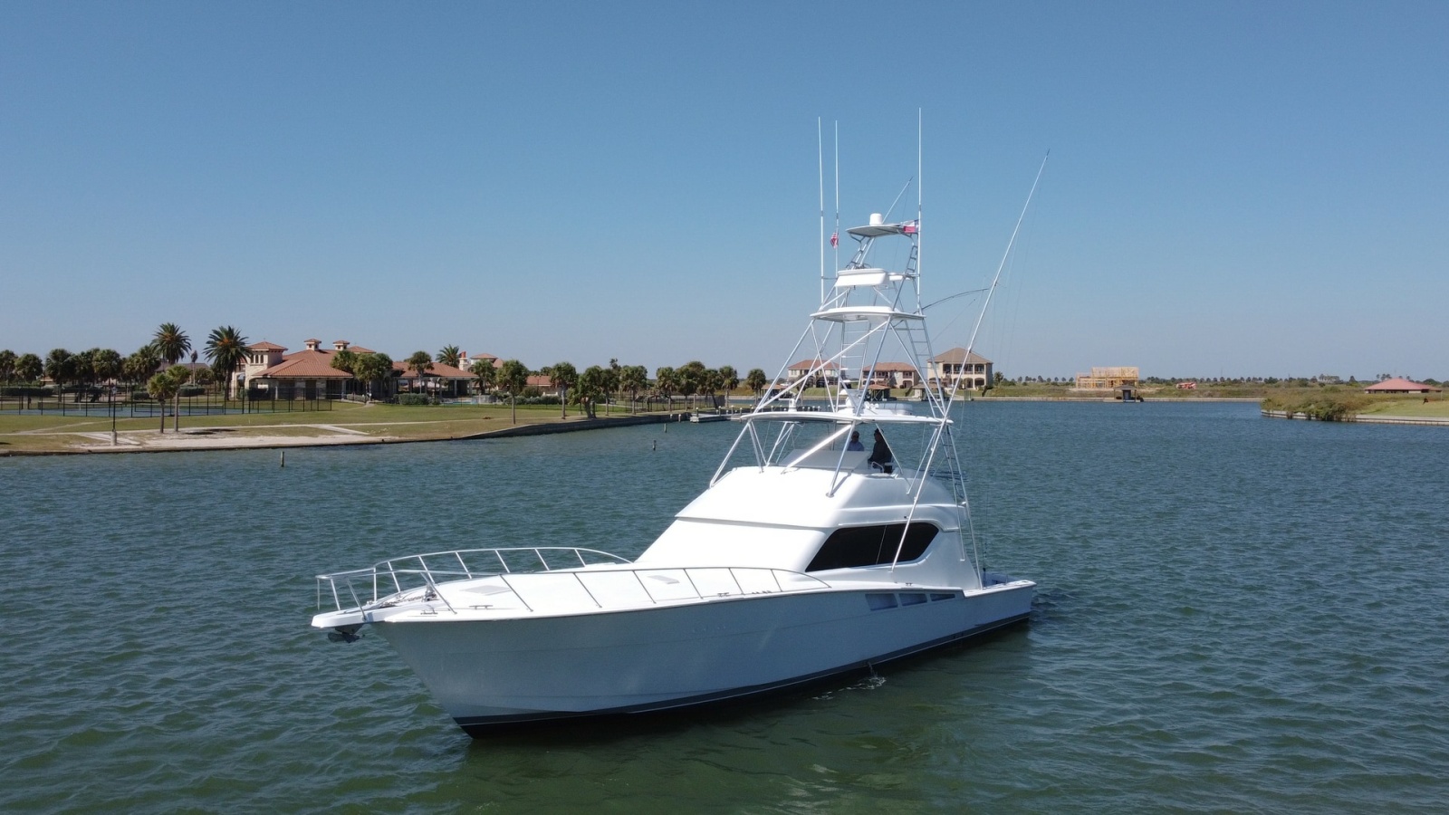 Aerial View of Sportfishing Yacht