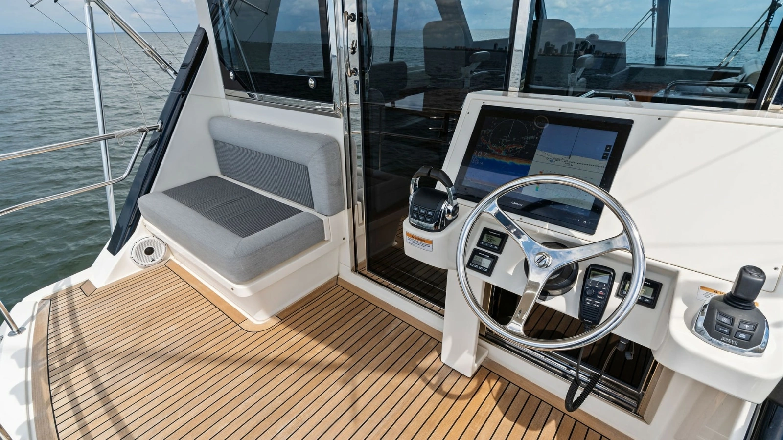 Flybridge Helm with Teak Decking