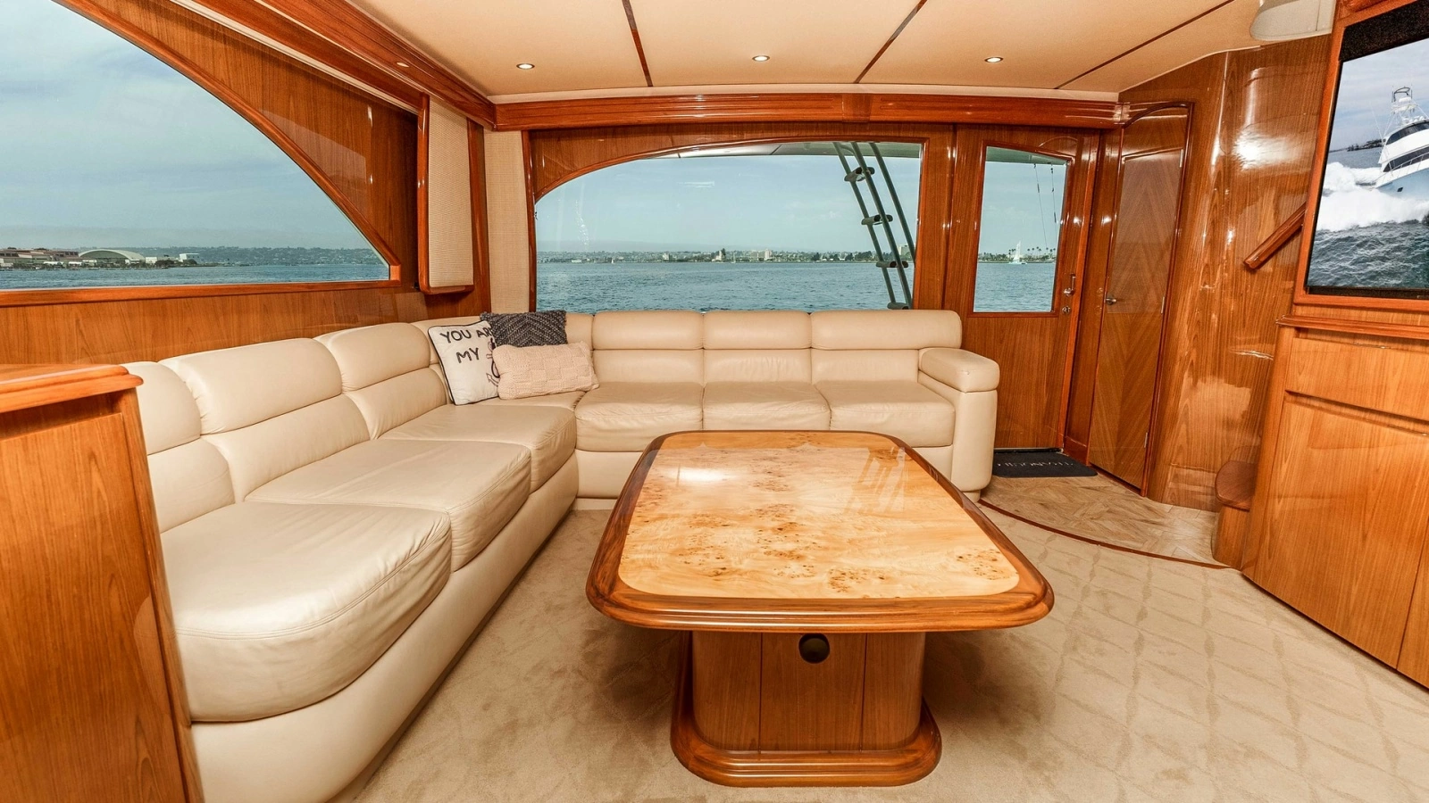 2014 Viking 76 Enclosed Bridge "TRANQUILO" Spacious Salon with Aft Access to the Cockpit