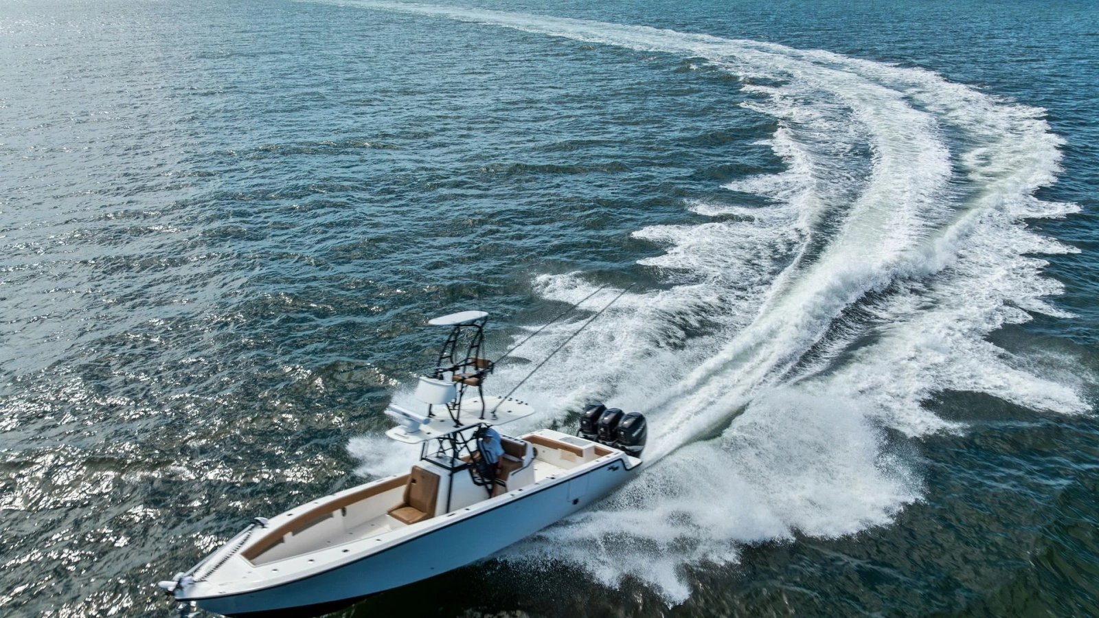 Aerial View of SeaVee 340B in Motion