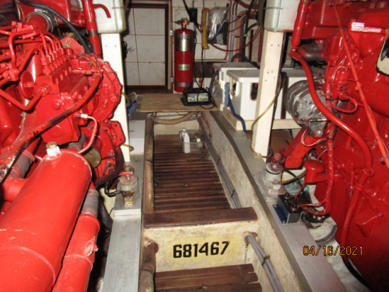42' Grand Banks engine room forward