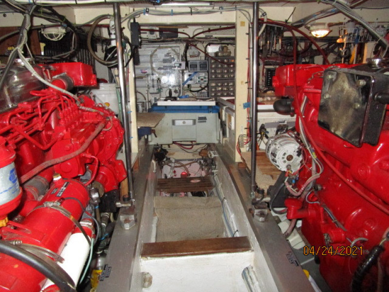 42' Grand Banks engine room forward