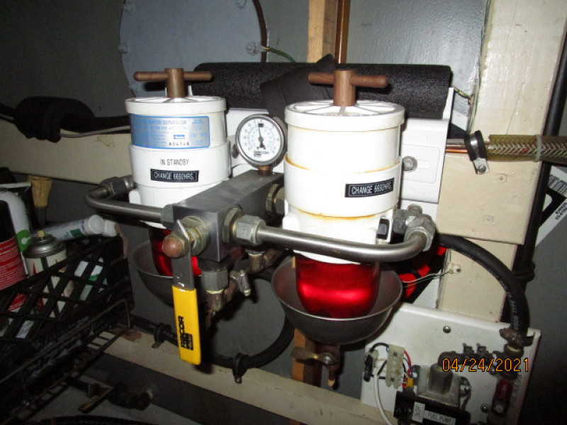 42' Grand Banks port Racor fuel filters