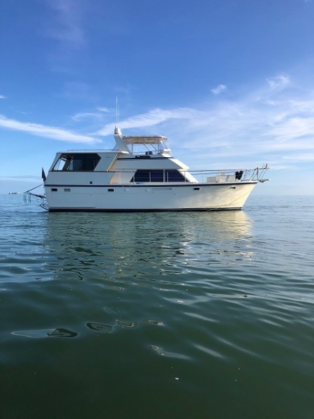 48' Hatteras starboard profile