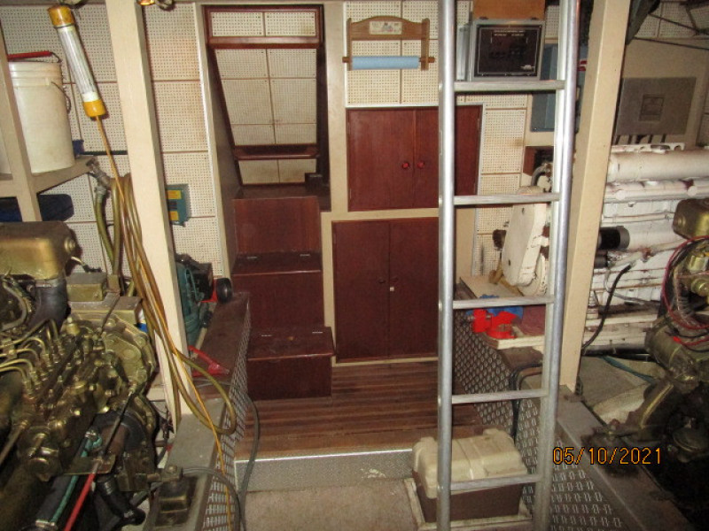 49' Grand Banks engine room forward