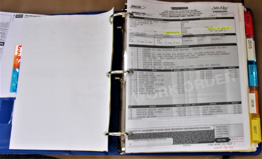 40' Carver maintenance log2