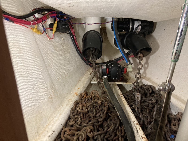 Anchor locker and saltwater wash pump