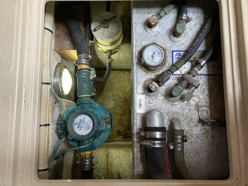 Raw water strainer, fuel tank