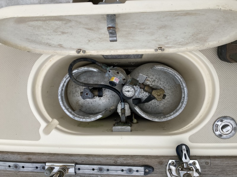 Stbd two propane tanks, in deck storage