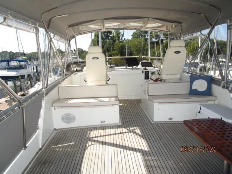 49' Grand Banks flybridge forward