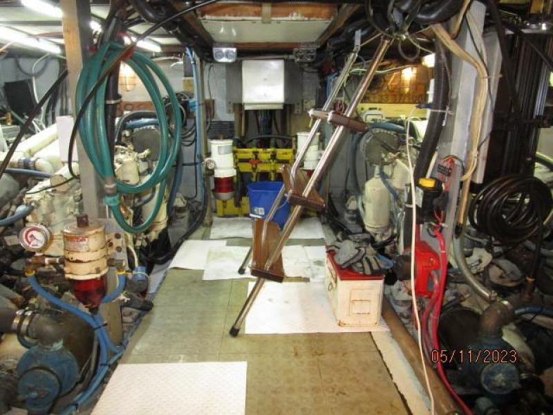 48' Hatteras engine room forward