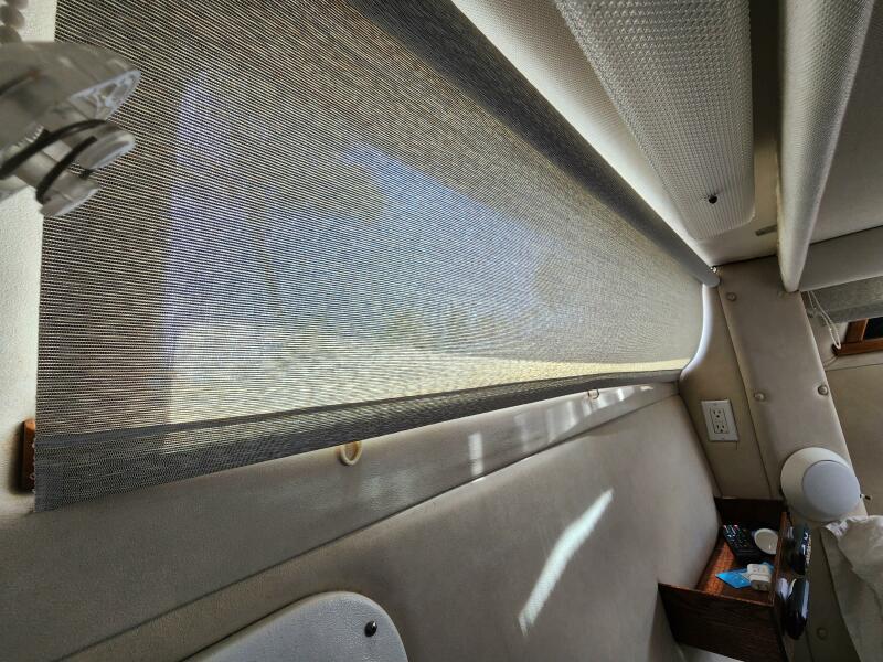 Full roll down sun shades throughout the vessel