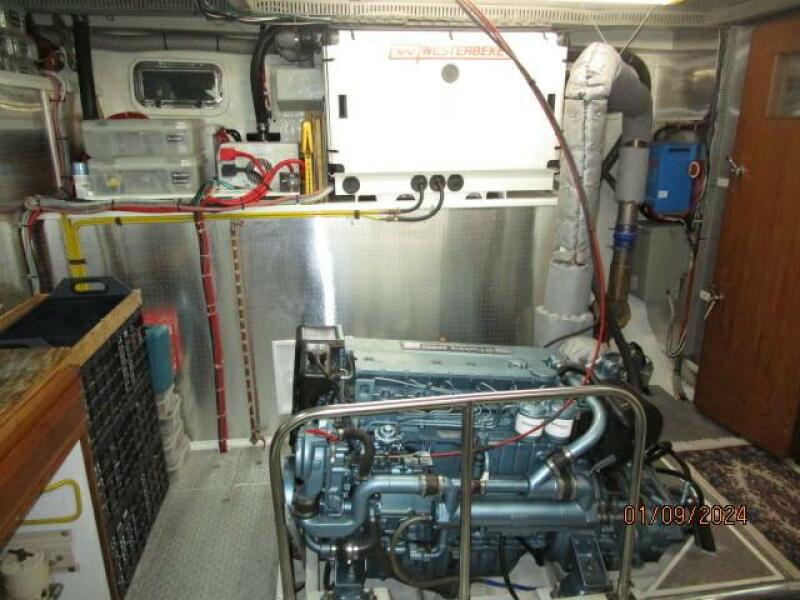 56' DeFever engine room starboard