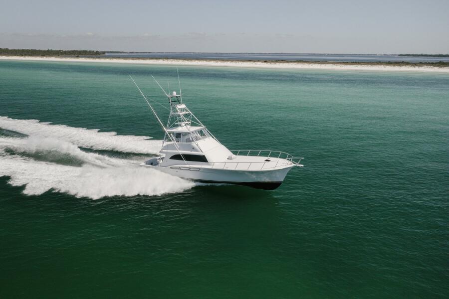 1998 Miller Marine 60' Convertible CAT'N'AROUND-STBD Profile
