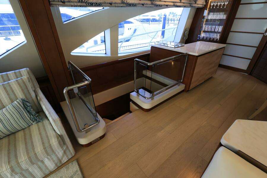 012   Portside Salon Forward View, Stairs To Master Stateroom, Bar Area Forward
