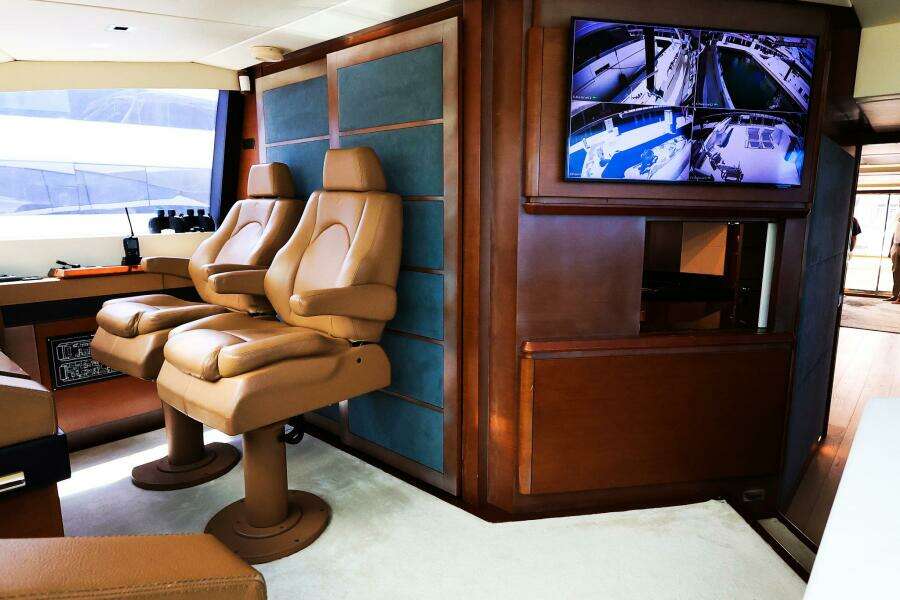 Pilothouse With TV Monitor (onboard Camera Images) And Pass Thru To Galley