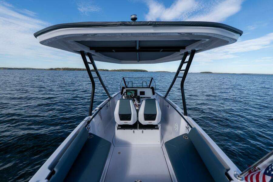 Axopar 22 T-Top Cockpit and Helm View from the Stern