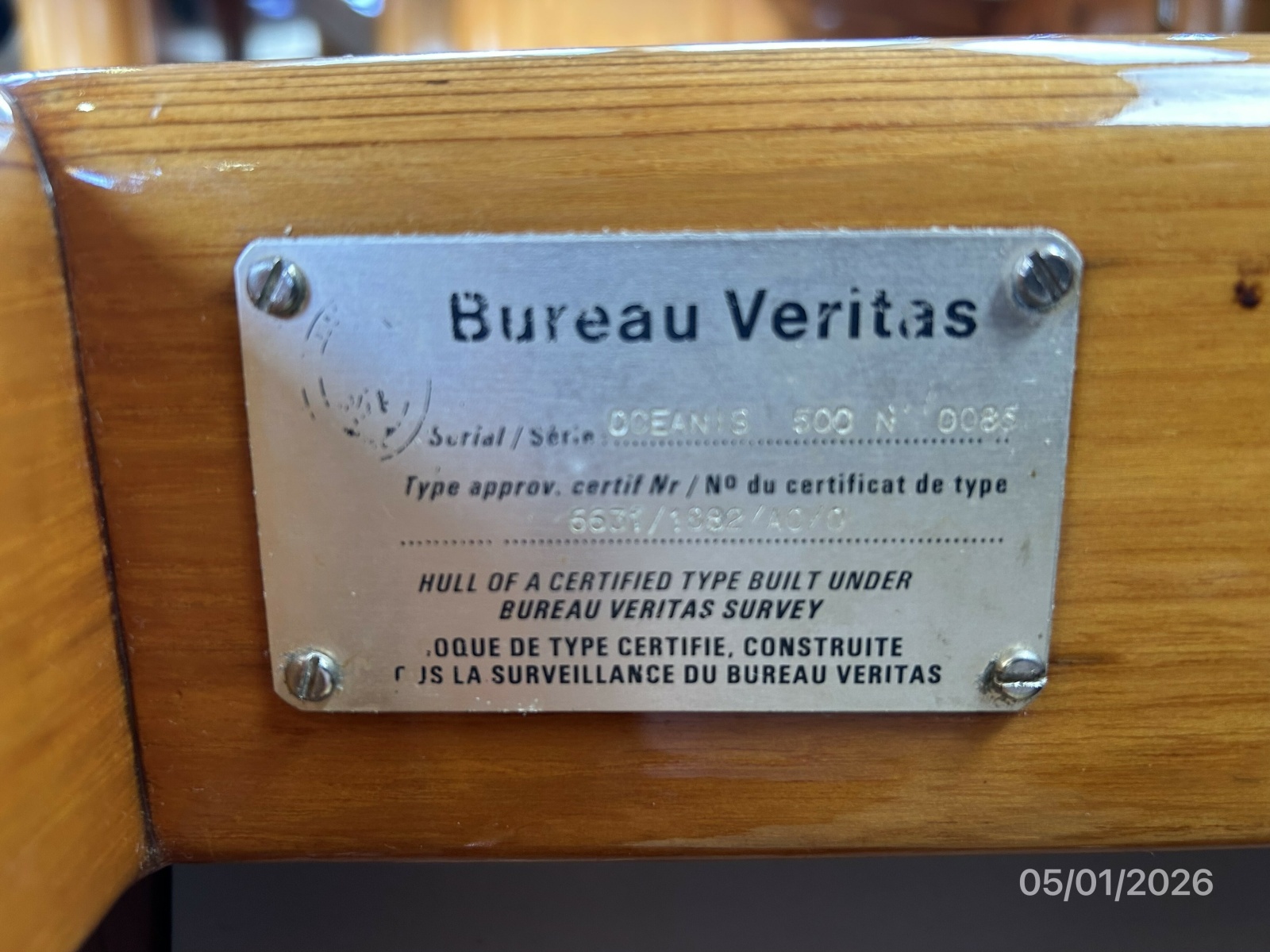 50' Beneteau Bureau Veritas plaque