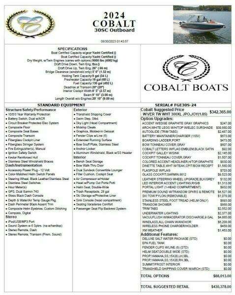 30ft Cobalt Yacht For Sale