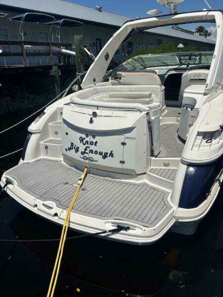 2007 Monterey 350 Sport Yacht docked, rear view with 