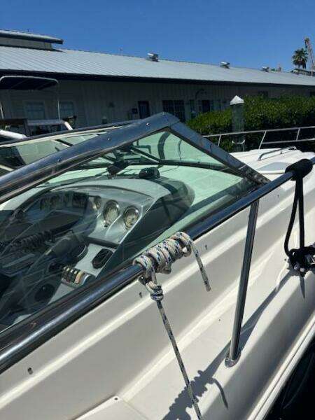 2007 Monterey 350 Sport Yacht seating with visible wear and tear.