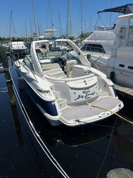 2007 Monterey 350 Sport Yacht docked, rear view with 