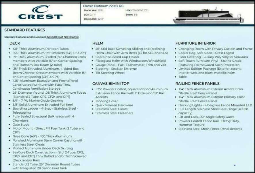 22ft Crest Yacht For Sale