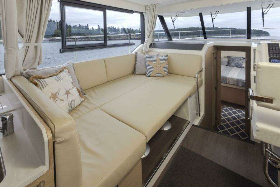 Main salon seating converted into berth