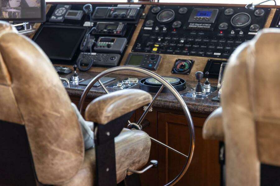 Interior of 1996 ABD 90 Explorer with nautical instruments and 