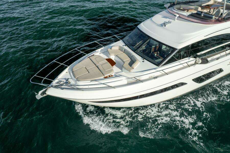 Princess F62 Stumped- Aerial View Bow/Sunpad