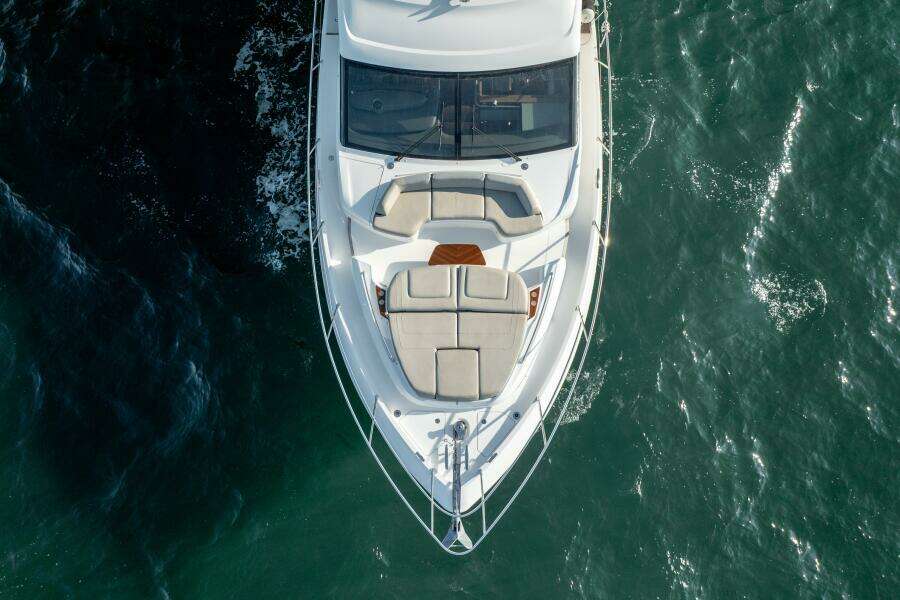 Princess F62 Stumped- Aerial View Bow/Sunpad