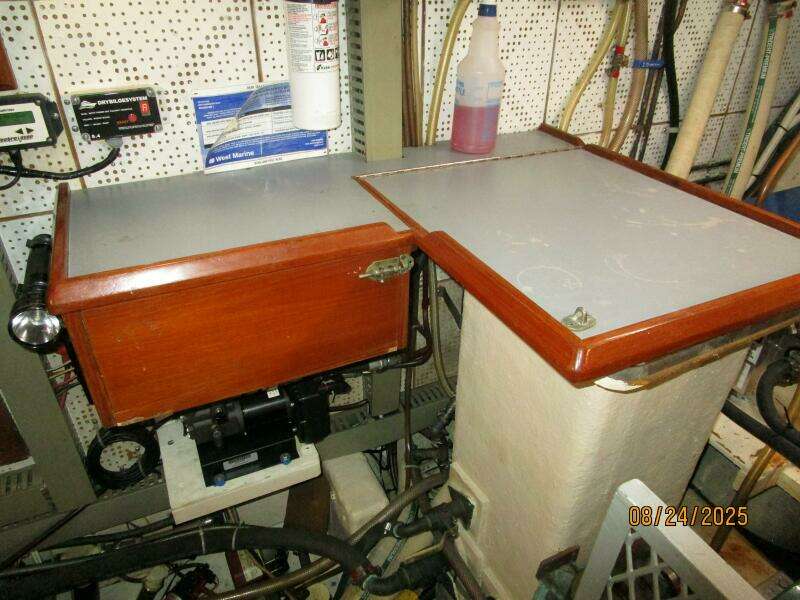 48' DeFever engine room sea chest-work bench