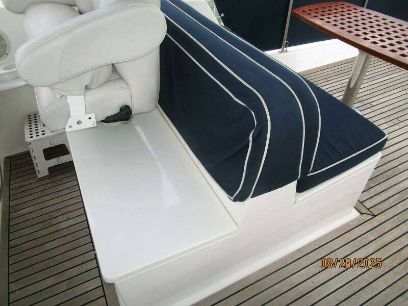 42' Grand Banks flybridge starboard forward seating