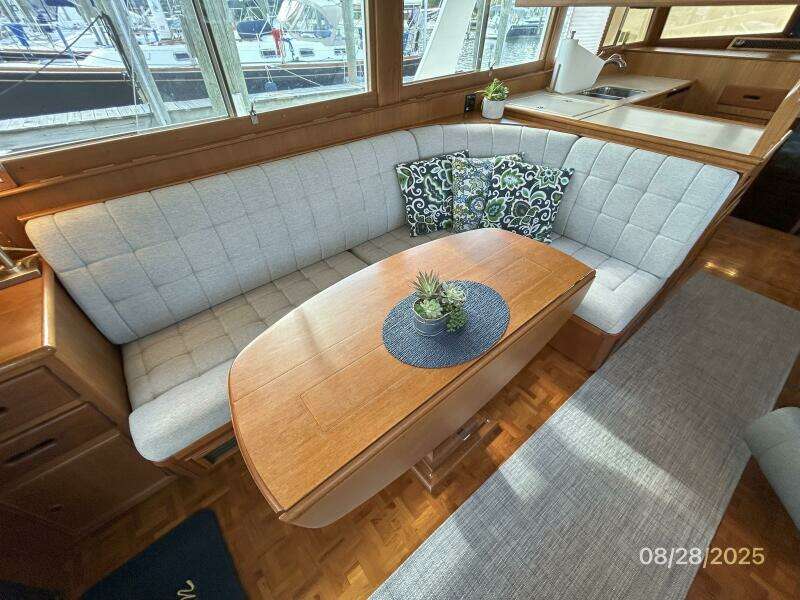 42' Grand Banks salon port seating