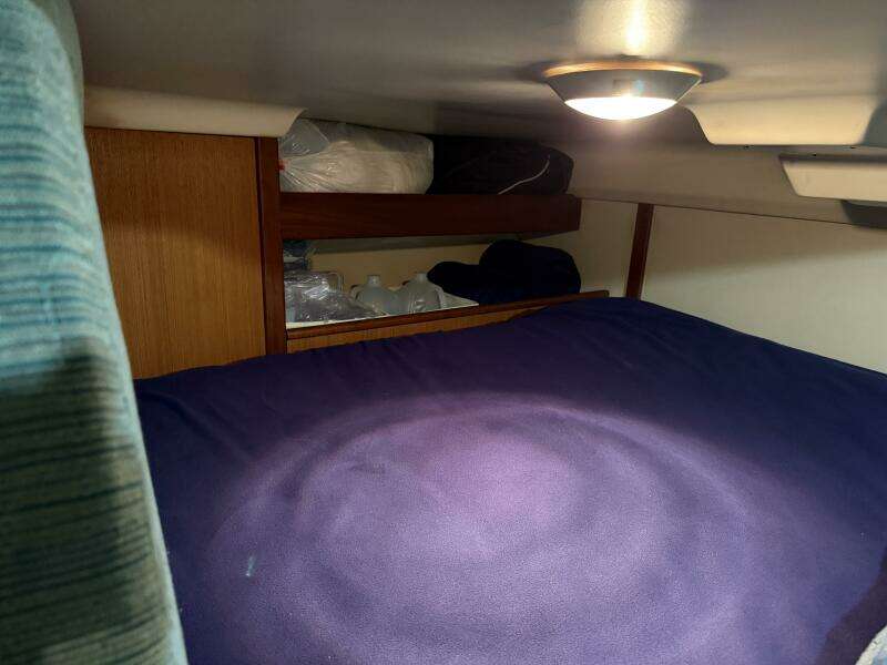 Aft Berth with shelves at foot Aft Berth with shelves at foot