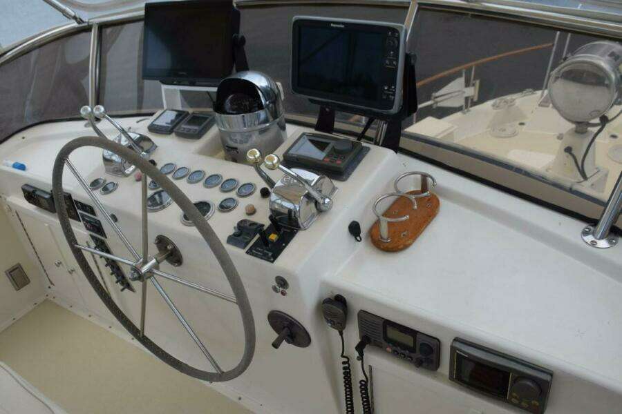 Flybridge Helm is well equipped