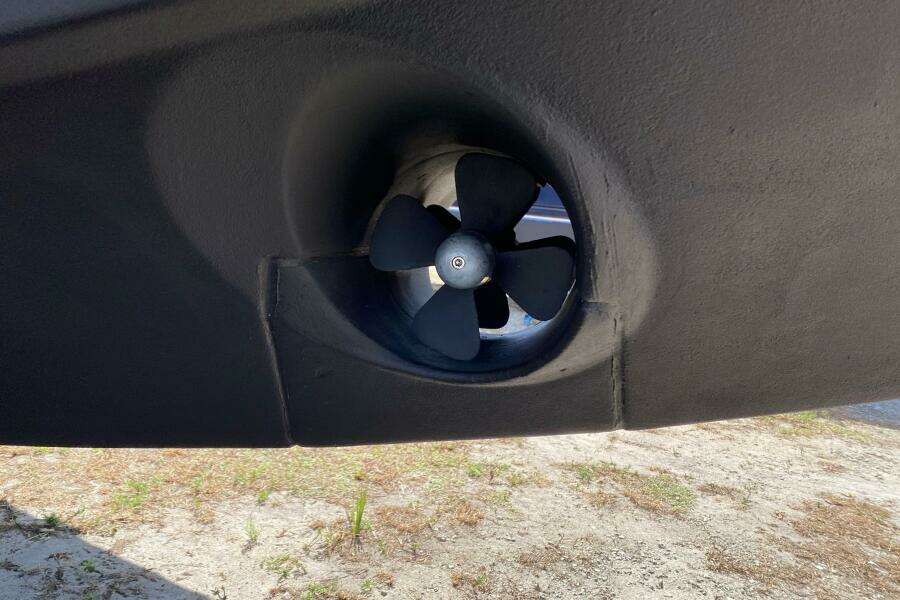 Bow thruster of 2014 Beneteau Gran Turismo 44 yacht, close-up view.