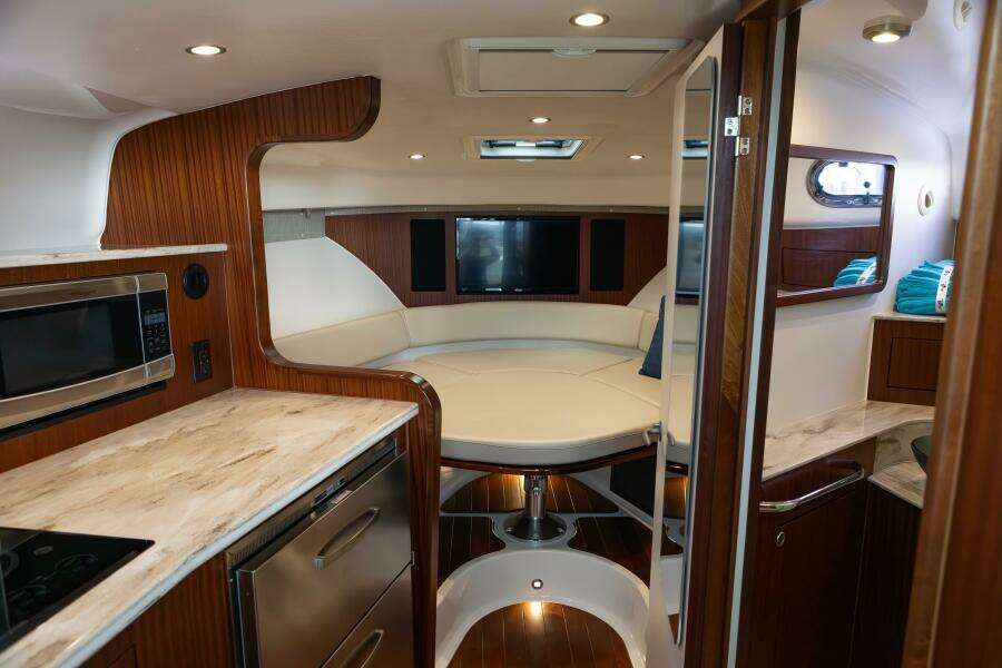 Cabin View of Galley, Berth, and Head
