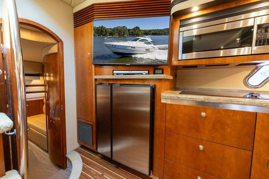 Entertainment center at the galley/salon